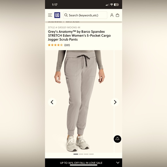 Grey’s Anatomy Gray size extra small scrubs women’s lots of pockets - Picture 1 of 8